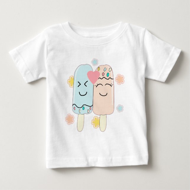 Cute Ice Cream Popsicle Friends Baby T-Shirt (Framsida)