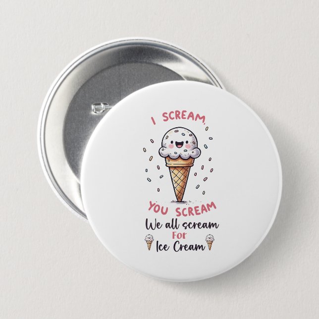 Cute Ice Cream Pun Knapp (Framsida & baksida)
