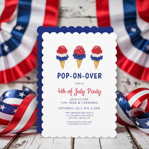 Cute Ice Cream Red, White and Blue 4:e juli Inbjudningar