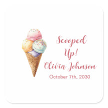 Cute Ice Cream Scoops Pastel Bridal Shower