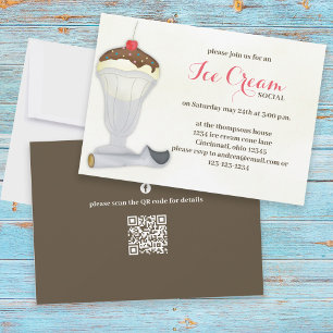 Cute Ice Cream Social Simple Inbjudningar