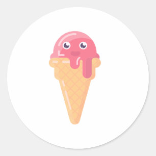 Cute Ice Cream Sticker - Sommarsötat Treat Runt Klistermärke