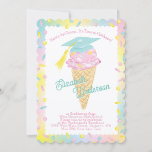 Cute Ice Cream Studentfest Inbjudningar