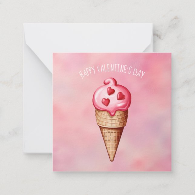 Cute Ice Cream Sweet Treats Valentines Day Cards Anteckningskort (Framsida)