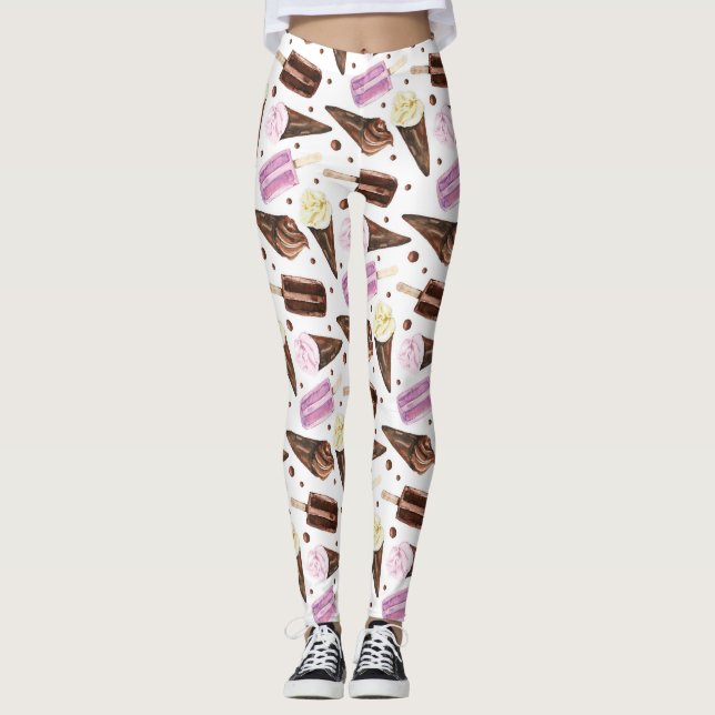 Cute Ice Cream Trews Mönster Leggings (Framsida)