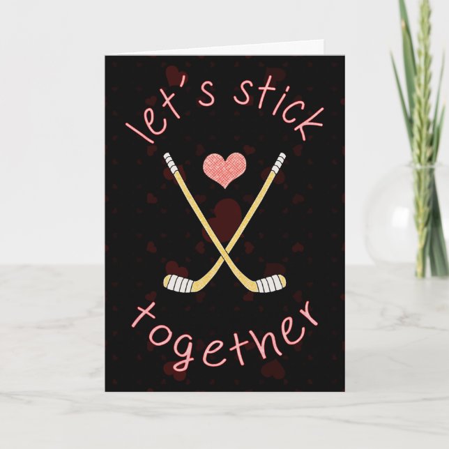 Cute Ice Hockey Valentine Day Card Helgkort (Framsida)