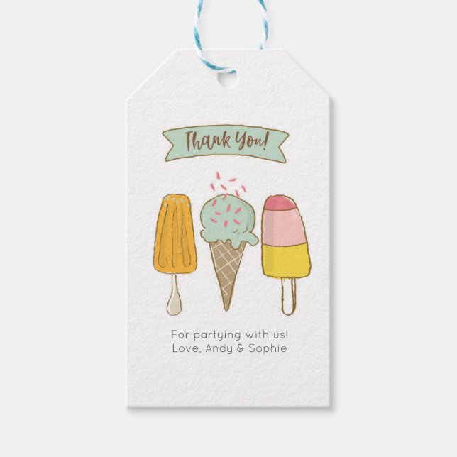 Cute Ice kräm Tack för märkrna | Favorittaggar Presentetikett (Framsidan)