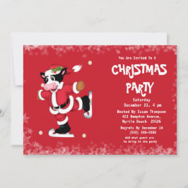 Cute Ice Skal Cow Red jul Party Inbjudningar