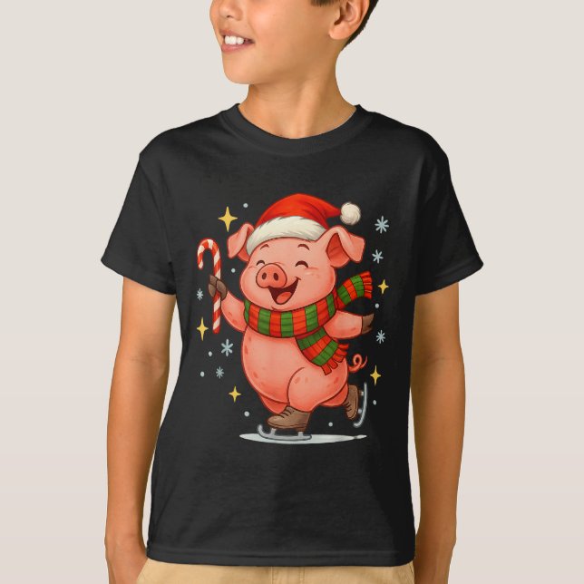 Cute Ice Skating G Funny Santa Christmas Holiday  T Shirt (Framsida)