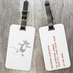 Cute Ice Sking Mouse Bagagebricka