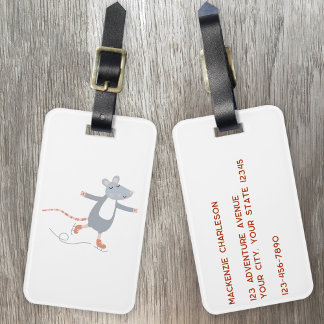 Cute Ice Sking Mouse Bagagebricka