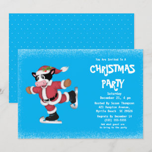 Cute Ice Skor Cow Blue God Party Inbjudningar