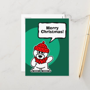 Cute Ice-skridskor, polar, jul Helg Vykort
