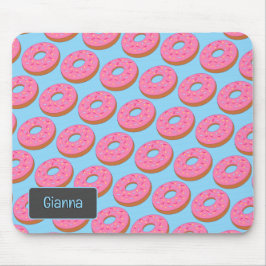 Cute Iced Doughnut - Rosa Frosted Ringar med Namn Musmatta