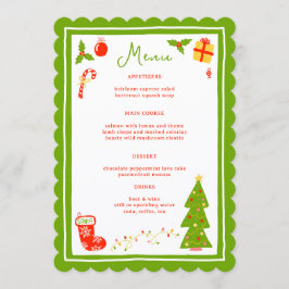 Cute Icons Christmas Holiday CUSTOM Dinner Party Meny