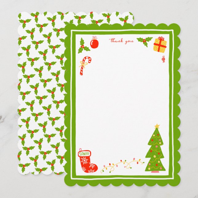 Cute Icons Christmas Holiday CUSTOM Personalized  Tack Kort (Fram/baksida)