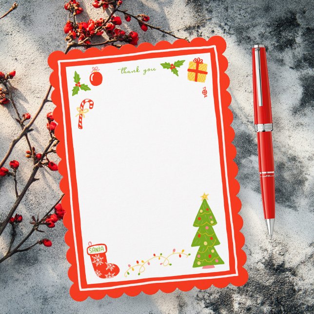 Cute Icons Christmas Holiday CUSTOM Personalized  Tack Kort (Cute Icons Christmas Holiday CUSTOM Personalized Thank You Note Card
)