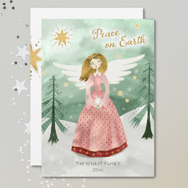 Cute Illustrated Angel Peace på Jul Julkort