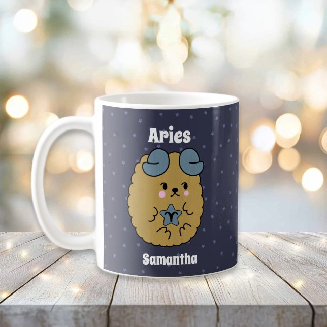 Cute Illustrated Aries Zodiac-Personlig Kaffemugg (Cute Illustrated Aries Zodiac Personalized Coffee Mug
)