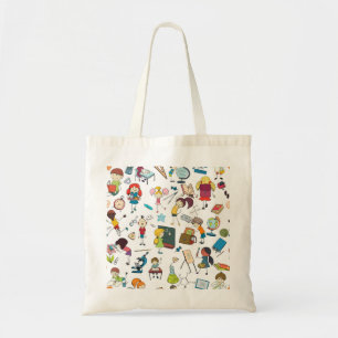 Cute Illustrated Back to school Children Tygkasse
