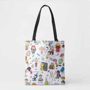 Cute Illustrated Back to school Children Tygkasse