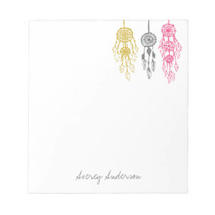 Cute Illustrated Bohemian Dreamcatchers Monogram Anteckningsblock