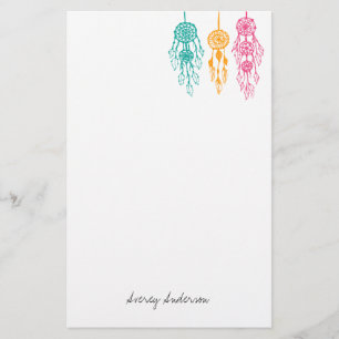 Cute Illustrated Bohemian Dreamcatchers Monogram Brevpapper