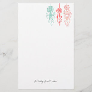 Cute Illustrated Bohemian Dreamcatchers Monogram Brevpapper