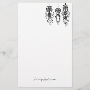 Cute Illustrated Bohemian Dreamcatchers Monogram Brevpapper