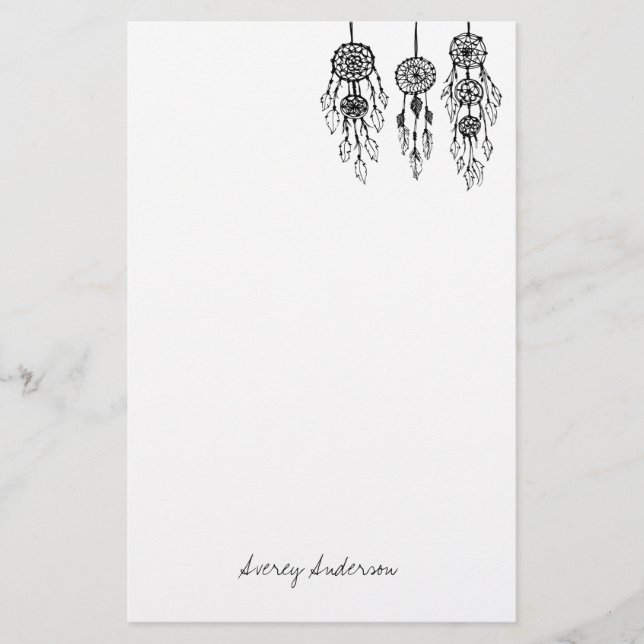 Cute Illustrated Bohemian Dreamcatchers Monogram Brevpapper (Framsida)