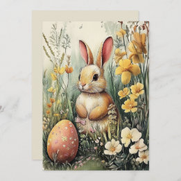 Cute Illustrated Bunny Påsk Card Julkort