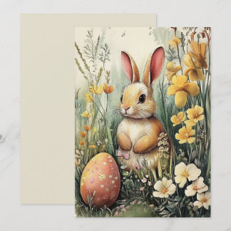 Cute Illustrated Bunny Påsk Card Julkort