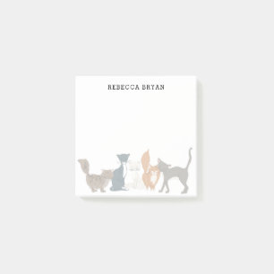 Cute Illustrated Cat Reds Personlig 02 Post-it Block