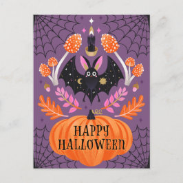 Cute Illustrated Fladdermus Happy halloween Helg Vykort