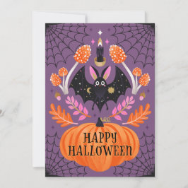 Cute Illustrated Fladdermus Happy halloween Julkort