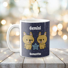 Cute Illustrated Gemini Zodiac Personlig Kaffemugg