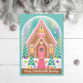 Cute Illustrated Gingertea Snowglobe Julkort