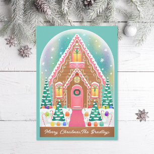 Cute Illustrated Gingertea Snowglobe Julkort