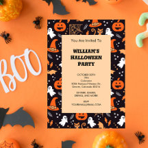 Cute Illustrated halloween-tecken på svart bg