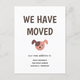 Cute Illustrated Hund Vi har Flyttat Meddelande Vykort