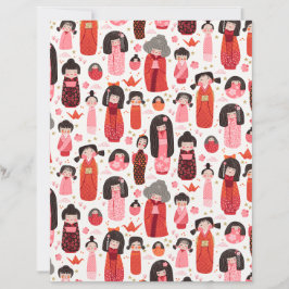 Cute Illustrated Japansk Kokeshi-skrapbok Papper