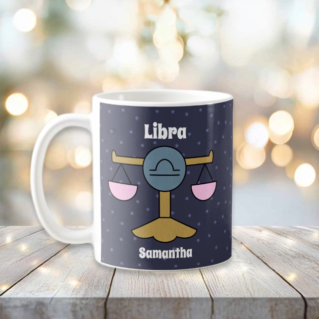 Cute Illustrated Libra Zodiac-Personlig Kaffemugg (Cute Illustrated Libra Zodiac Personalized Coffee Mug
)