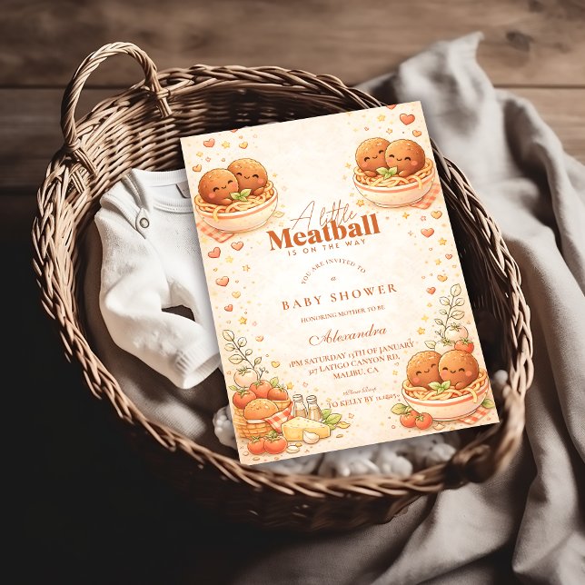 Cute Illustrated Little Meatball Baby Shower Inbjudningar (Skapare uppladdad)