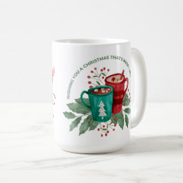 Cute Illustrated Merry och Bright God Jul Kaffemugg