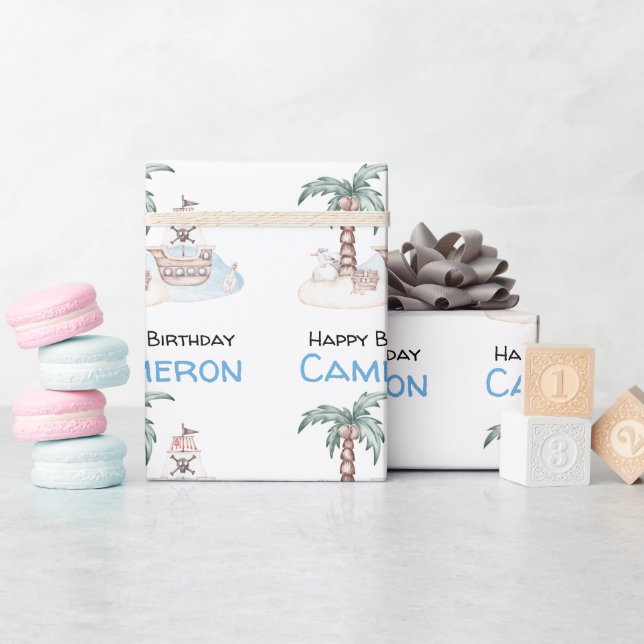 Cute Illustrated Pirat Party Presentpapper (Baby Shower)