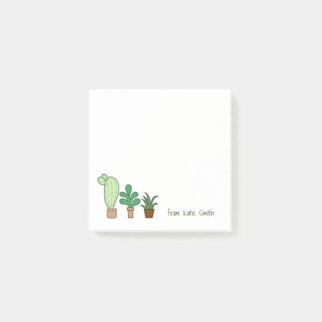 Cute Illustrated Pots of Succulents and Cactus Post-it Block (Framsida)