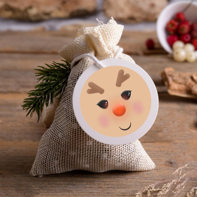 Cute Illustrated Reindeer Ansikte Runt Klistermärke (Skapare uppladdad)