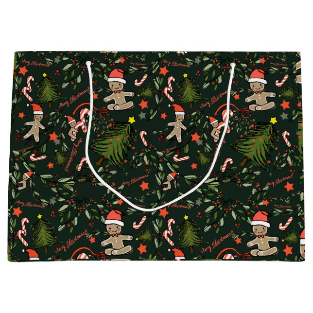 Cute Illustrated Retro-julen Mörk grönt (Framsidan)