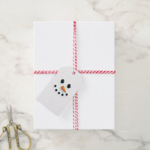 Cute Illustrated Snögubbe Ansikte jul Presentetikett