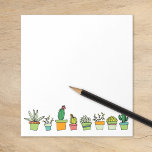 Cute Illustrated Succulent Garden Gräns Anteckningsblock<br><div class="desc">anteckningsblocket i anpassningsbarna har en rad söta små hand plockade-kaktus och självklara teckningar, perfekt för trädgårds- eller landskapsvårdsföretag eller någon som har lite girighet! Anpassa den här designen med din personliga information eller företagsinformation eller bara ditt namnmonogram för att skapa din egen unika anteckningsruta. Klicka på knappen Anpassa om du...</div>